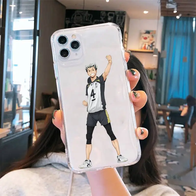 

Haikyuu anime volleyball Bokuto Ktar Phone Case Transparent for iPhone 6 7 8 11 12 s mini pro X XS XR MAX Plus