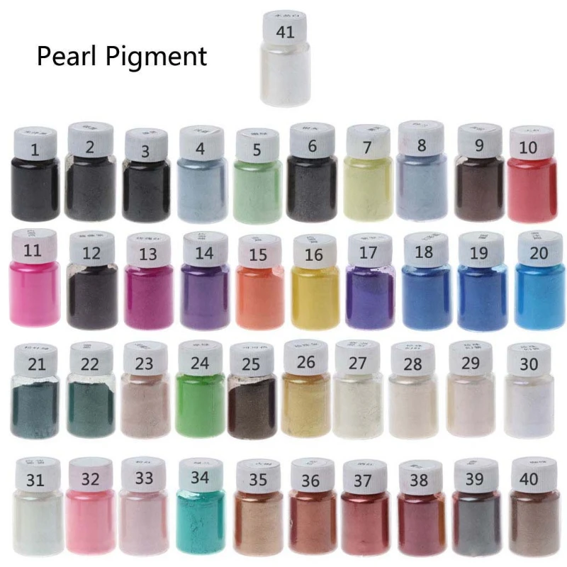 

41Color Pearlescent Mica Powder Epoxy Resin Dye Pearl Pigment Jewelry Making 10g Colorant Epoxy Resin Glitter Dropshipping