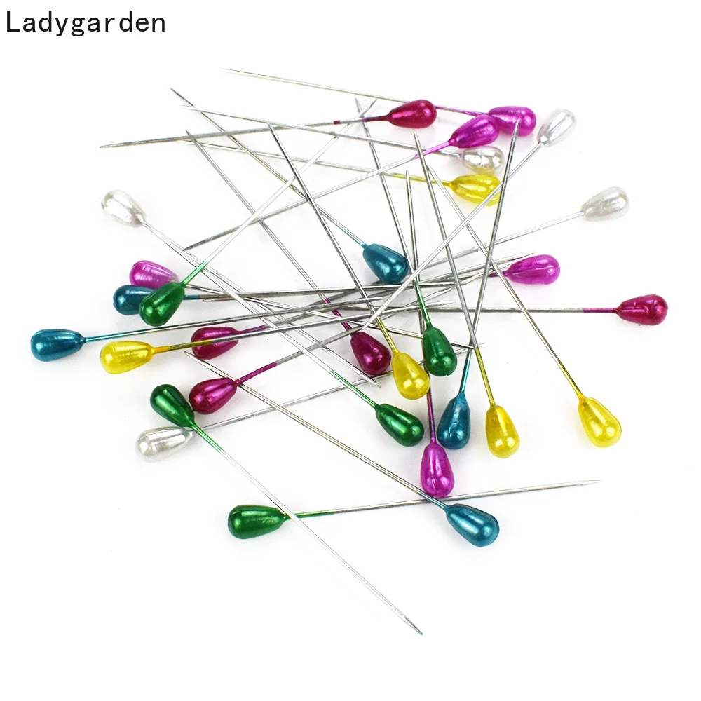 

360PCS 51MM Sewing Pins Straight Pins Head Pins Colorful Water Drop Round Pearl Head Dressmaking Quilting Pins for Crafts