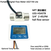 npt us211m lite digital flow meter npt uss hs43tb stainless steel 304 hall water flow sensor 2 45lm npt 34 turbine flowmeter