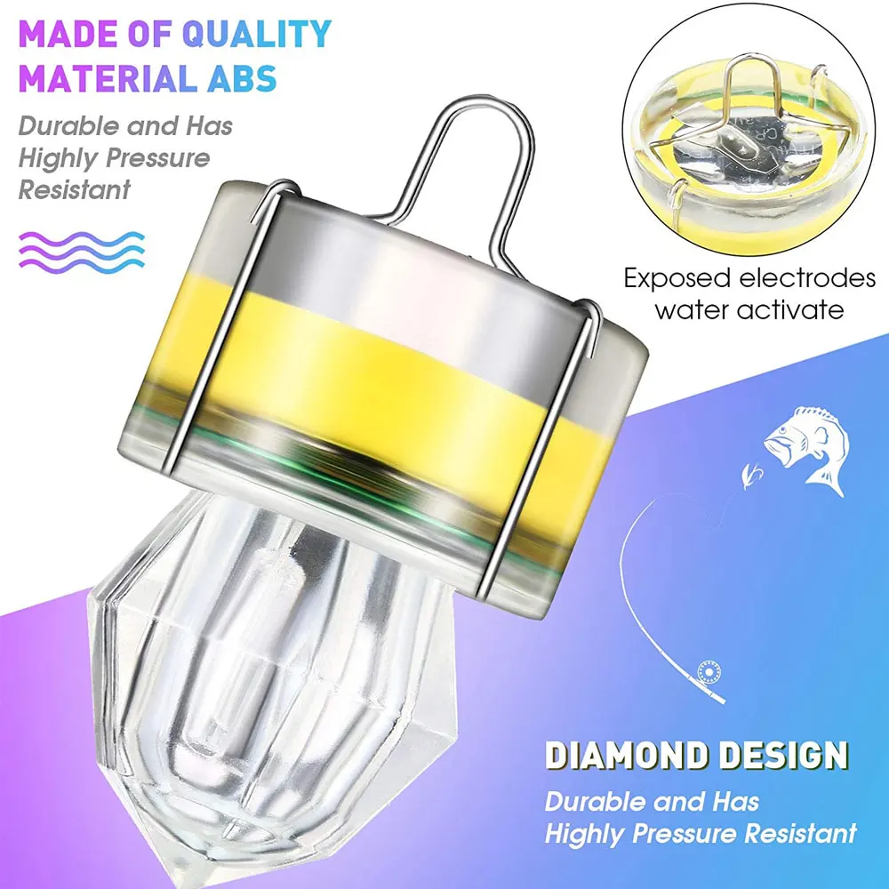 10 шт мини ABS Водонепроницаемый глубокий рыбалки светильник LED с искусственными
