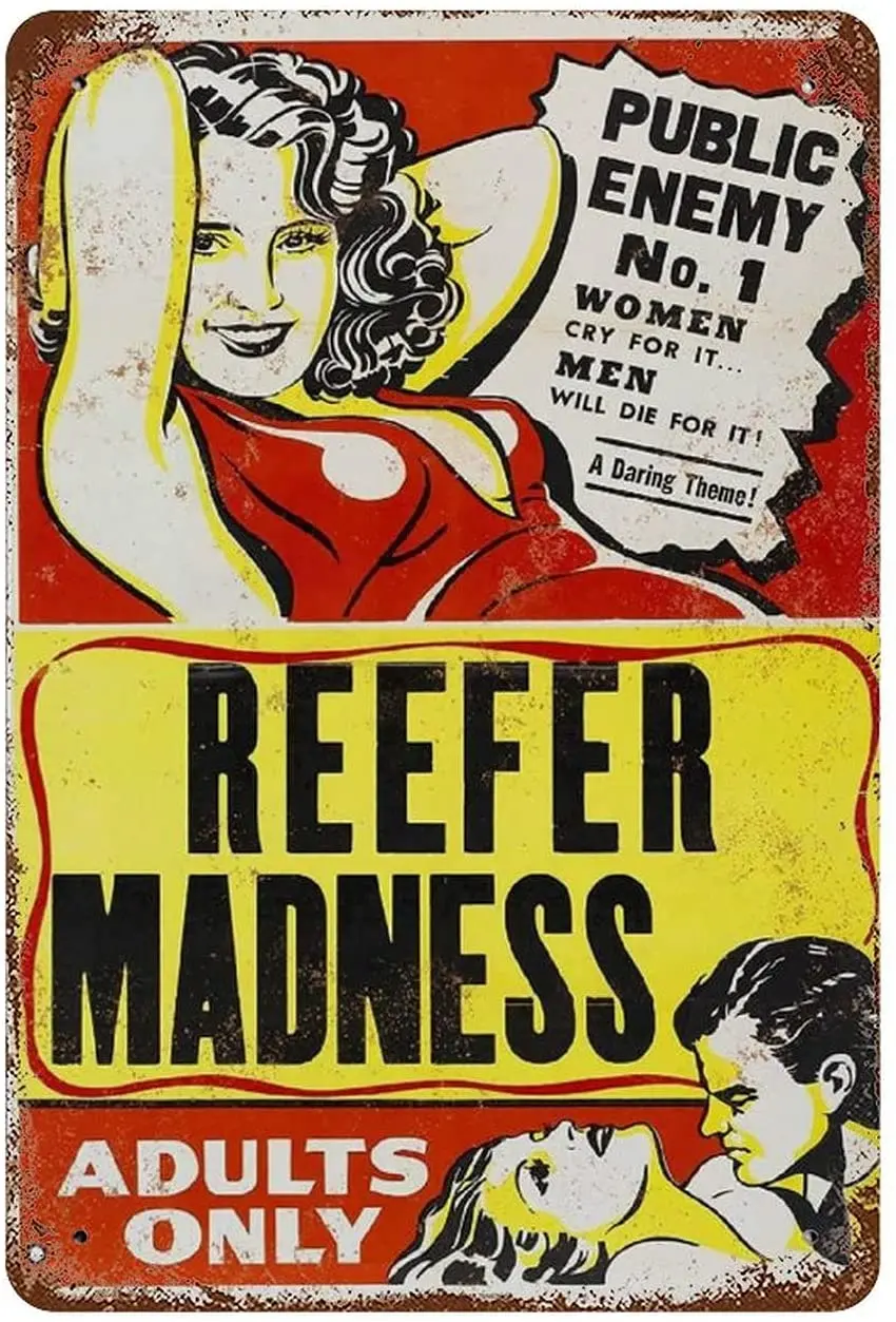 Металлический жестяной знак 1936 года фильм Reefer Crazy 8X12 дюймов алюминиевый Ретро