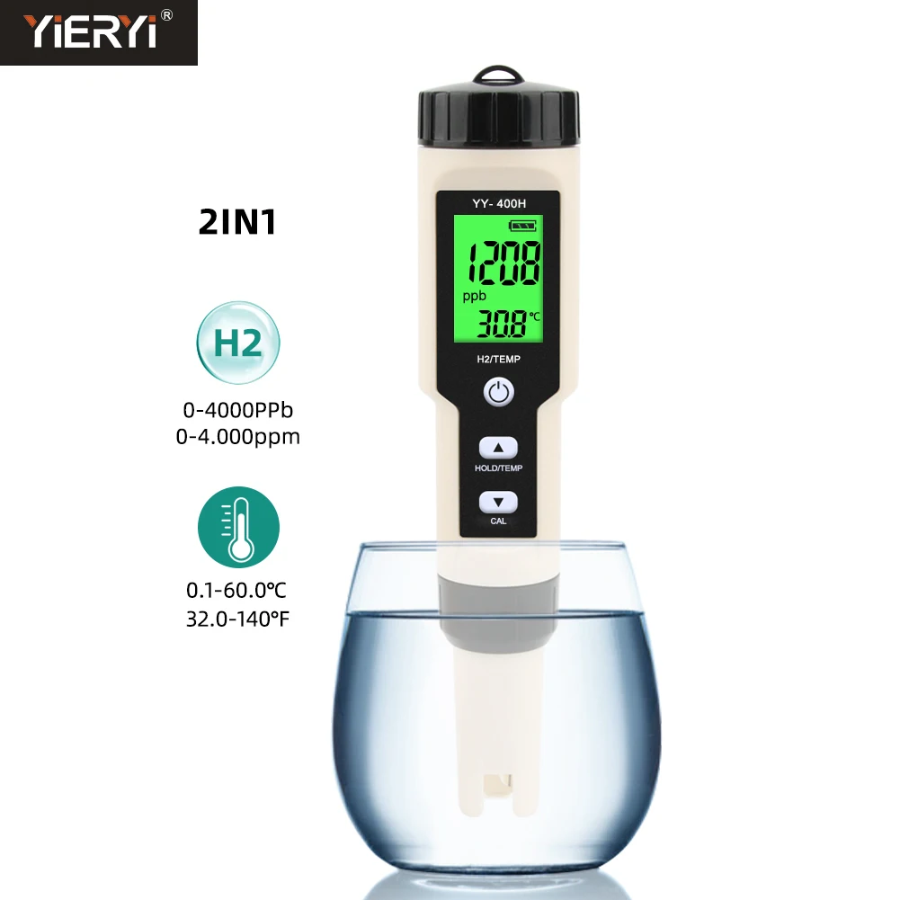 المهنية درجة الحرارة الهيدروجين الغنية H2 متر الرقمية المياه جهاز اختبار جودة الماء القلم نوع رصد لحمامات السباحة مياه الشرب أحواض السمك