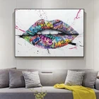 Абстрактное настенное Искусство граффити губы холст живопись современный популярный плакат внутреннее украшение для дома роспись (без рамки)