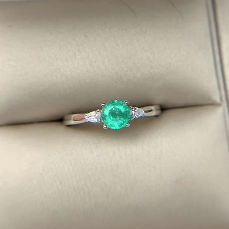 Кольцо из серебра 100% пробы с изумрудом 5 мм|Кольца| |