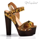 Женские туфли с розовыми ладонями на высоком каблуке; Босоножки на платформе с ремешком на щиколотке; Zapatos Mujer; Натуральная змеиная кожа; Zapatos Mujer