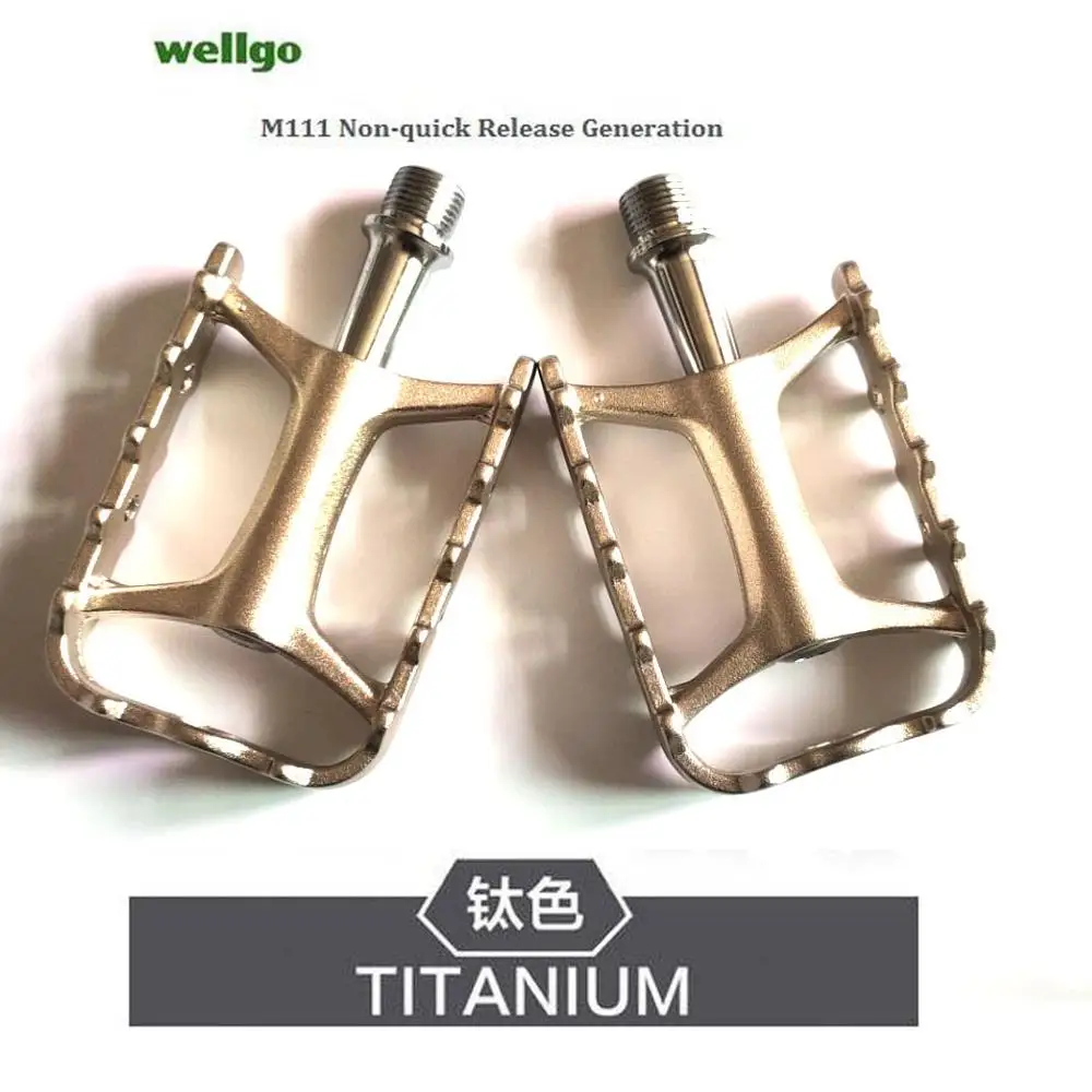 titanium Wellgo оригинальные M111 быстросъемные не быстросъемные велосипедные педали для шоссейного велосипеда сверхлегкие педали MTB велосипедные педали с подшипником - Цвет: titanium