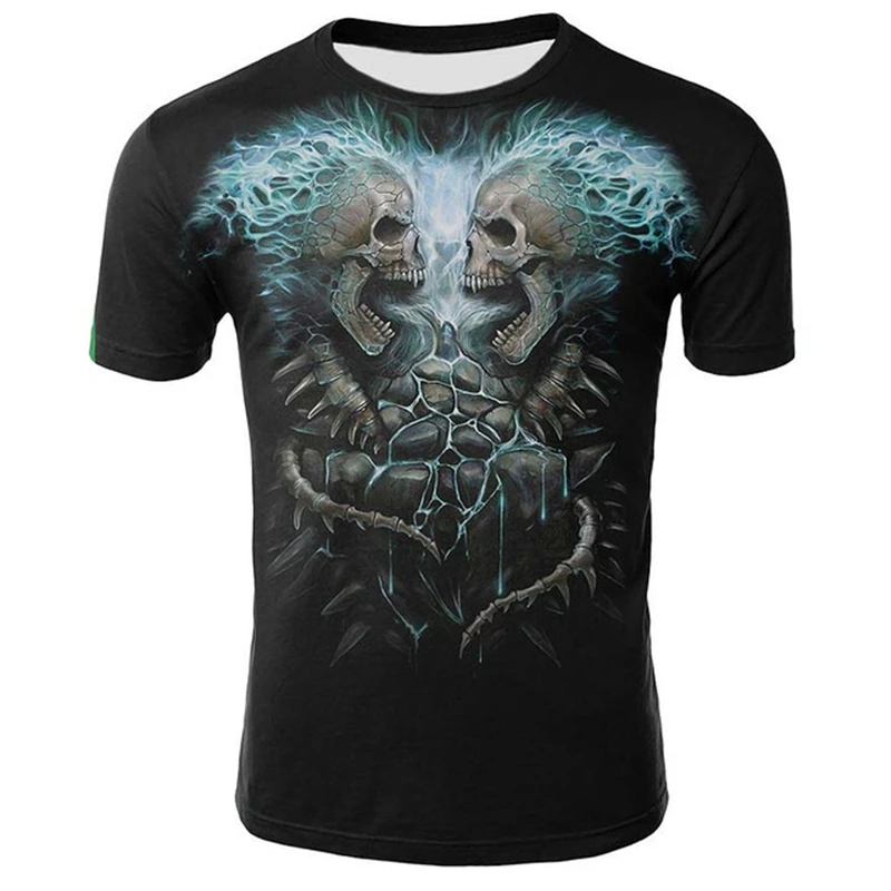 

Summer men's T-shirt casual round neck short-sleeved T-shirt devil skull fashion trendy brand skull 3D T-shirt male