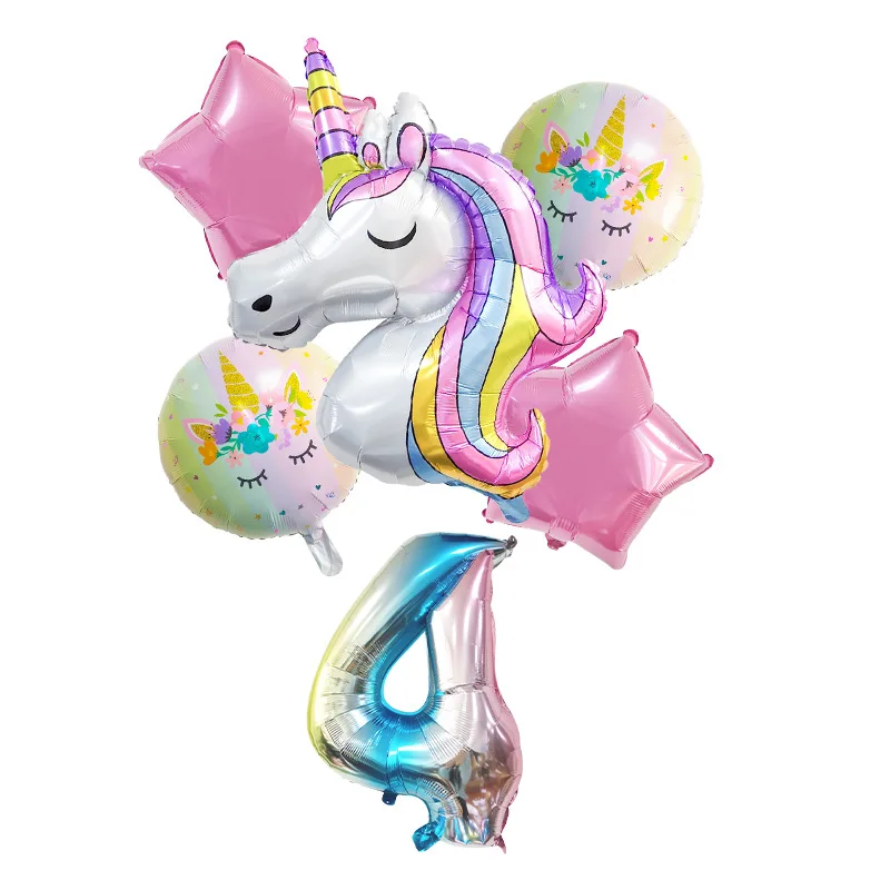 

Rainbow Unicorn Party Balloon 32 inch Number Foil Balloons 1st Kids Unicorn Theme Birthday Party Decorations Baby Shower Globos