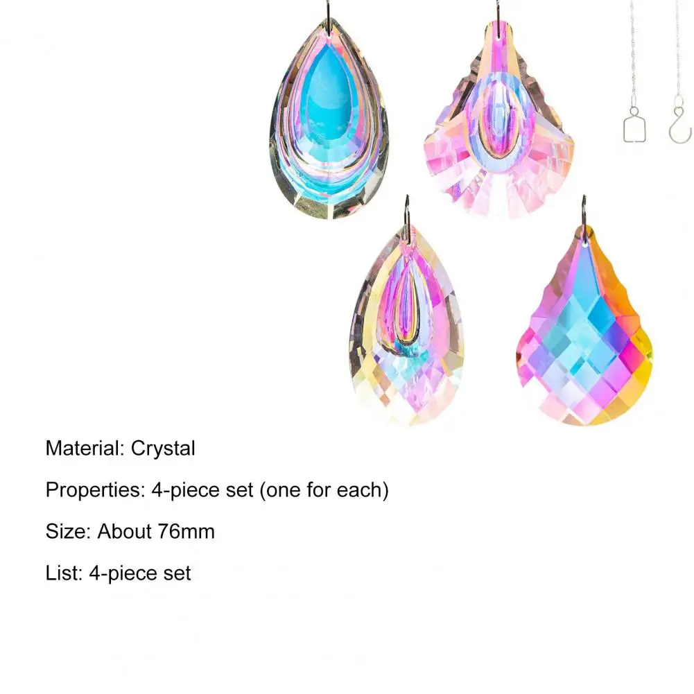 

Hot Sales 4Pcs/Set 76MM Suncatcher Exquisite Drop-shaped Faux Crystal Multifunctional Gorgeous Chandelier Pendant Rainbow Maker