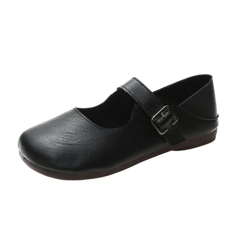 

New Fashion Women's Shoes for 2021 Summer PU Leather Non-skid Soled Retro Solid Female's Flat Shoes Square Toe Simple Shoes