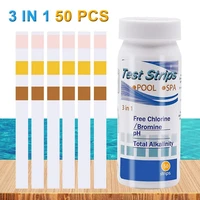 50pcs multipurpose chlorine ph test strips spa swimming pool water tester paper 3 in 1 ph test strips chlorine test paper kit
