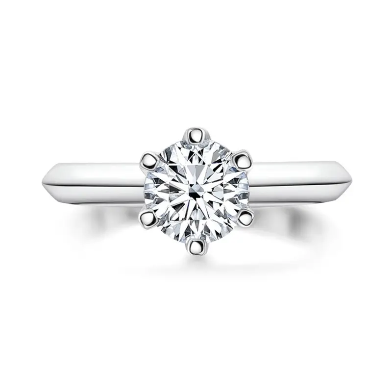 

Jazaz Fine Sparkling 2 Carats Real Moissanite Wedding Rings For Women 18K White Gold Color 100% 925 Sterling Silver Gift B1016