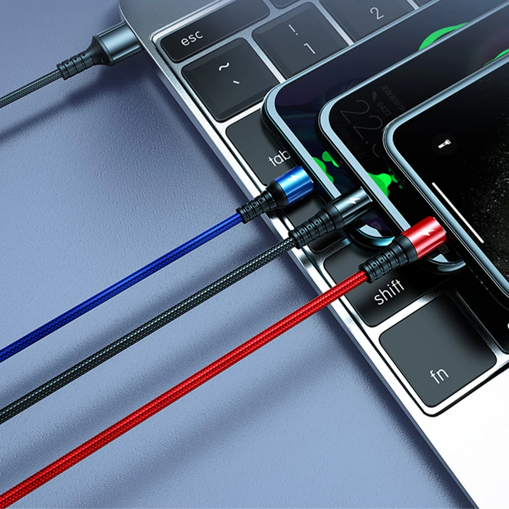 

3 in 1 Micro USB Charging Cable 5A Super Fast Charger 8pin Type-C Cable Wire for iPhone/Huawei/Android IOS Adapter