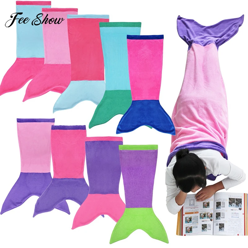 

Популярное мягкое Флисовое одеяло ручной работы с хвостом русалки теплый костюм-кокон для девочек, милый спальный мешок для детей