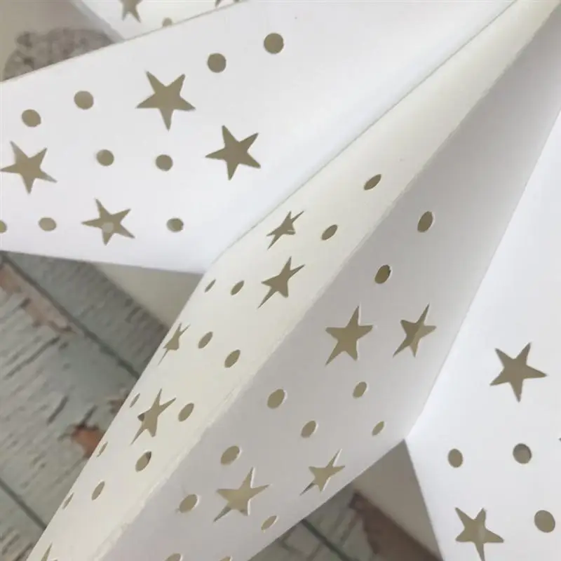 

2pcs 45CM Hollow Out Paper Lantern Stars Shaped Ceiling Hanging Paper Star Festival Lantern Pendant Party Decoration (White)