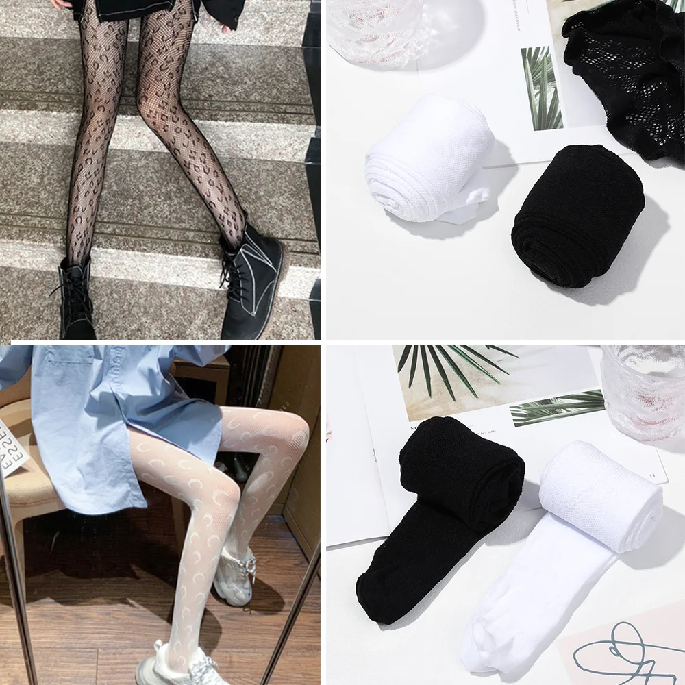 Готические колготки японские черные ретро-колготки в сеточку с цветами розы лозы