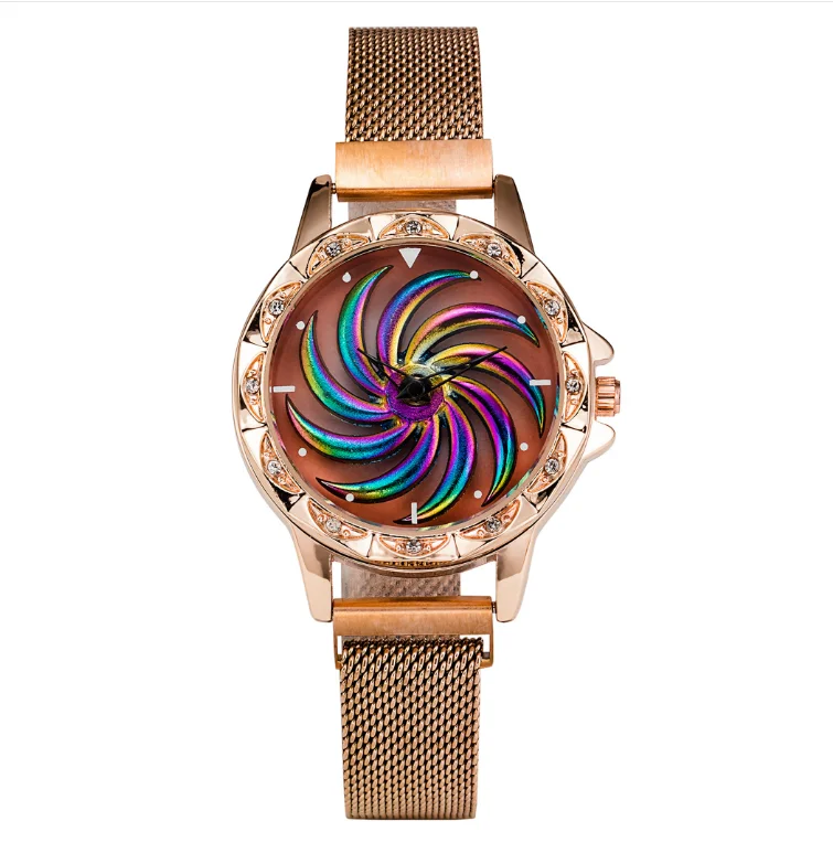 

Women Magnet Buckle Lucky Flower Watch Luxury Ladies Rhinestone Quartz Watch Magnetic Mesh Bracelet Relogio Feminino