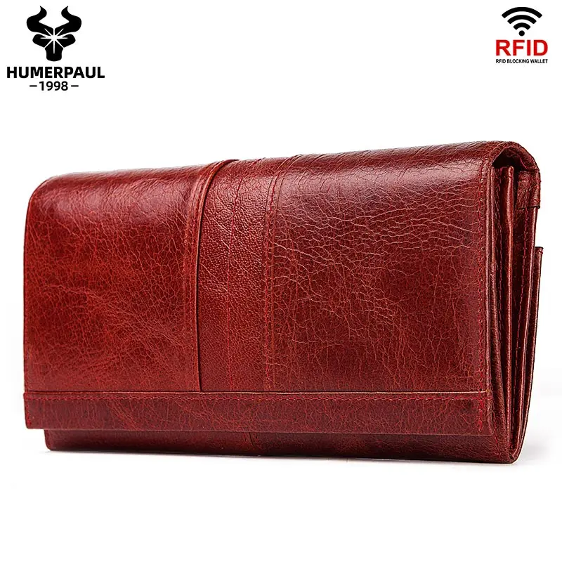 

Длинный кошелек для женщин из 2021 натуральной кожи, Дамский клатч с рчид, качественная удобная сумка для денег, паспорта, клатч для девушек, д...