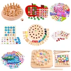 Деревянная Запоминающая шахматная игра, палочка, забавные блоки, настольная игра, развивающая игрушка Монтессори, цветная познавательная игрушка для детей вечерние