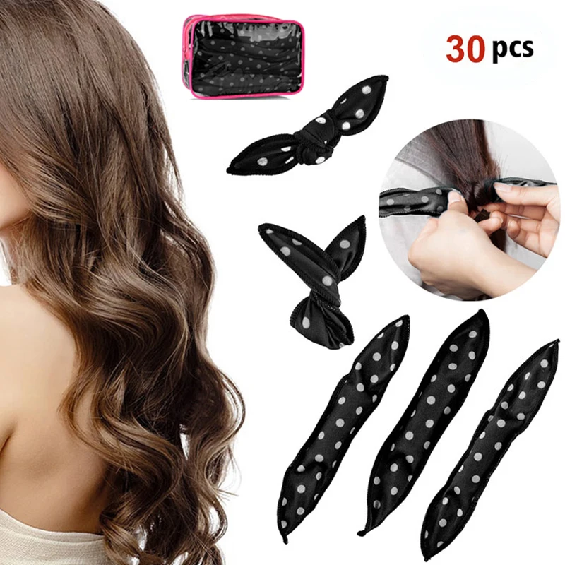 

30pcs/bag Hair Curlers Soft Hair Bands DIY Waves Hair Rollers Heatless Curls Overnight Flexible Hairstyles Tools Magic Hair Care