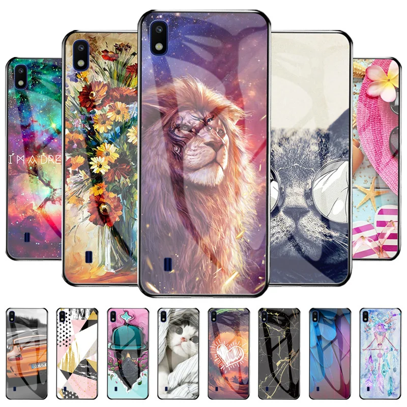 

Tempered Glass Case For Samsung Galaxy A10 Cases Silicon Funda On Samsung A10s SM-A107F A 10 SM-A105F 6.2" lion Painted Bumper