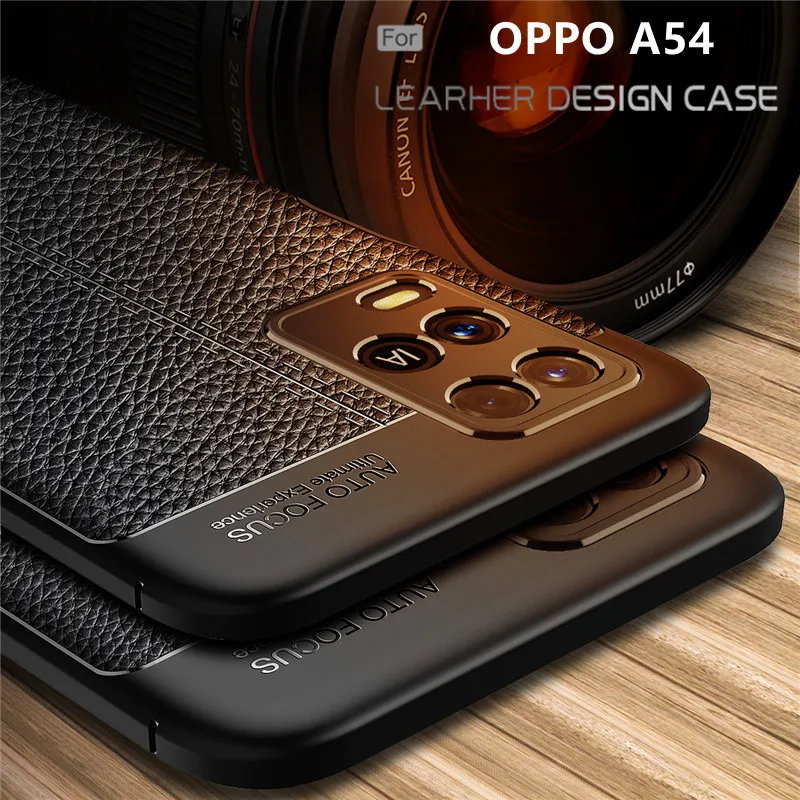 For OPPO A54 Case For OPPO A54 Capas Coque Shockproof TPU Bumper Luxury Soft Phone Cover Leather For Fundas OPPO A54 Cover 6.51