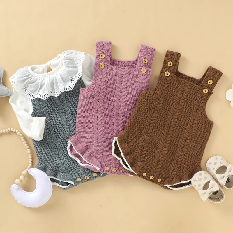 Комбинезоны для девочек Осенние вязаные пуловеры без рукавов маленьких