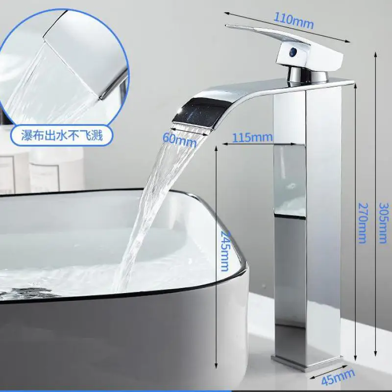 

Led Water Temperature Sensing Robinet Lavabo Taps Bathroom Faucet Contemporary Design Basin Faucet Single Handle Faucets Tassen