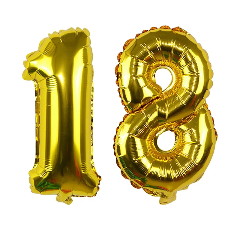 gold 18 balloon 32 дюймов 5 цветов воздушный шар баннер 18 21 30 40 50 60 день рождения украшение для взрослых день рождения письмо номер Фольга Воздушный шар Globos мяч - Цвет: gold 18 balloon