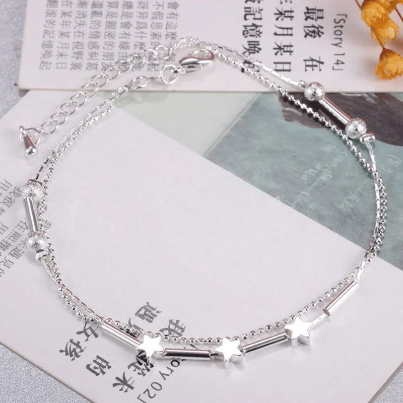 925 стерлингового серебра двухслойные звезды браслеты для женщин элегантная