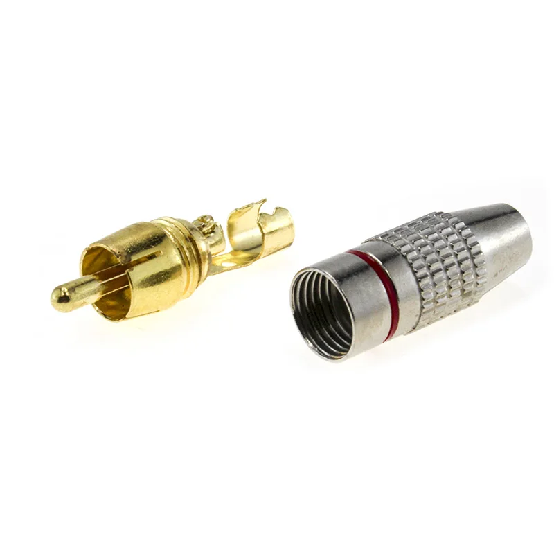 

6pieces of solder-free 270 lotus head metal RCA male plug TV power amplifier audio-visual speaker cable gold-plated AV connector