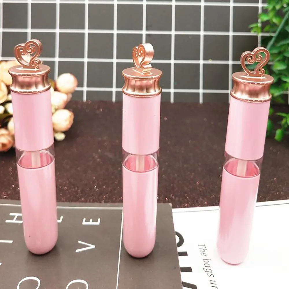 10/30/50pcs 6ml Pink Empty Lip Gloss Tubes Gold Heart Shape Top Lipstick Cosmetic Packaging Container | Красота и здоровье