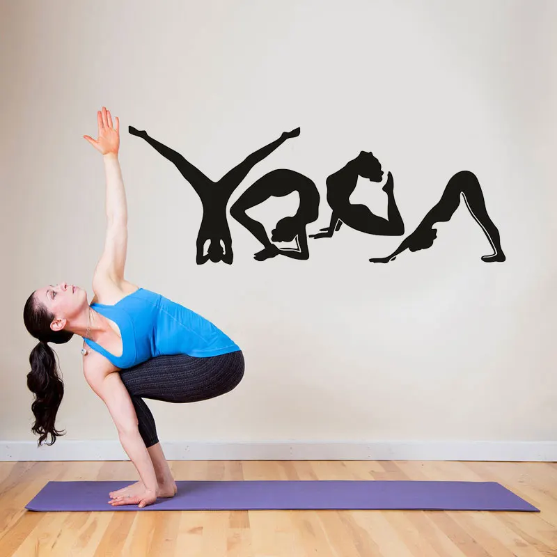 

Yoga Posture Wall Sticker Home Decor For Living Room Bedroom Yoga Studio Window Decals Removable Interior Decoration Wall A632