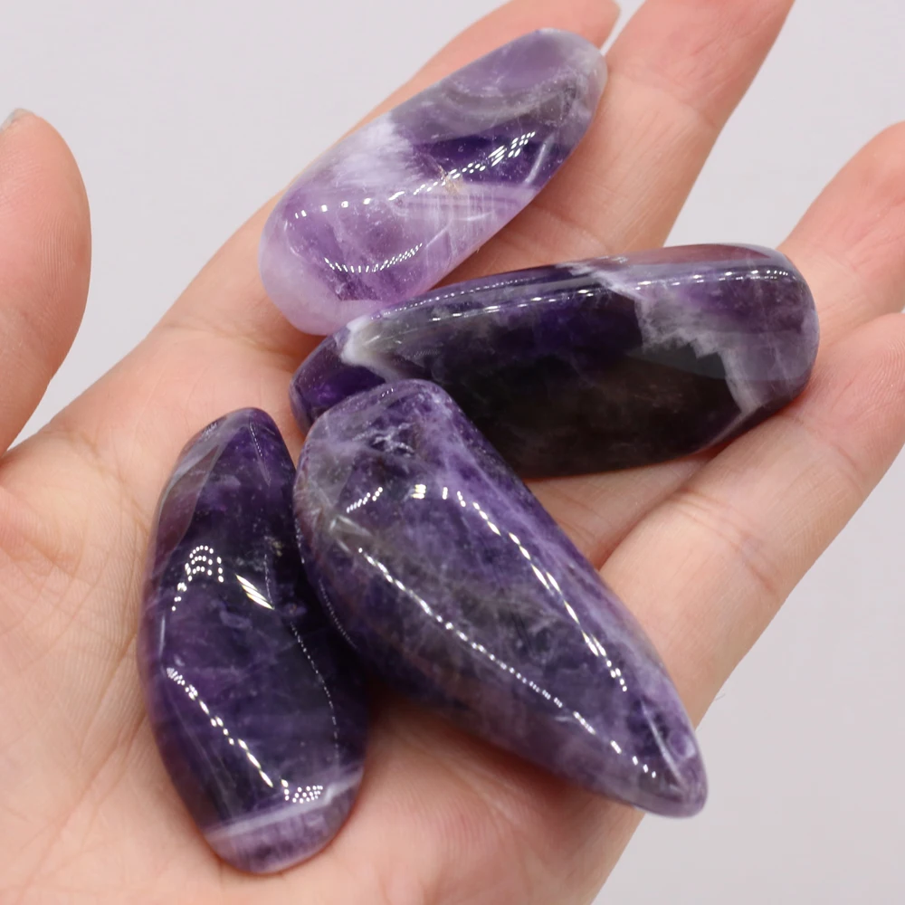 

Natural Amethyst Stone Charms Irregular Hole Loose Beads For Jewelry Marking DIY Bracelet Handmade Necklaces Size 18x45-20x50mm