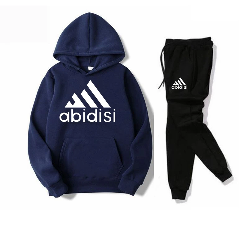

New adios Men's Autumn Winter Sets Zipper Hoodie+pants Two Pieces Casual Tracksuit Male Sportswear Gym Brand Clothing Sweat Suit