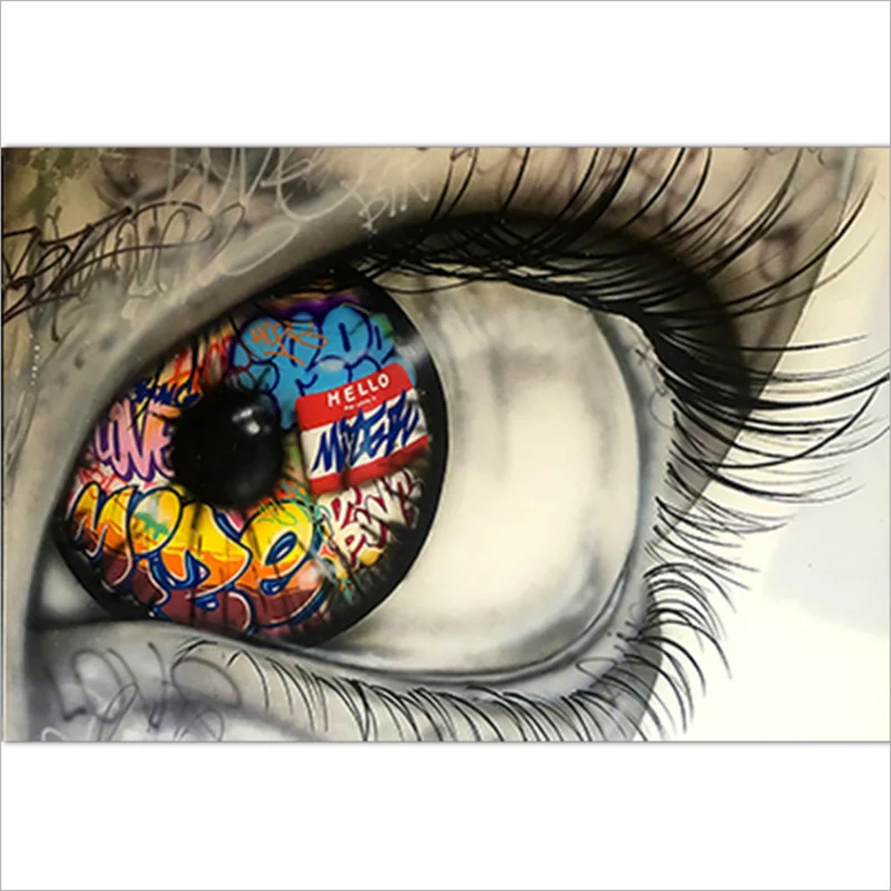 Граффити Big Eye художественные модульные плакаты и принты на холсте картина стену