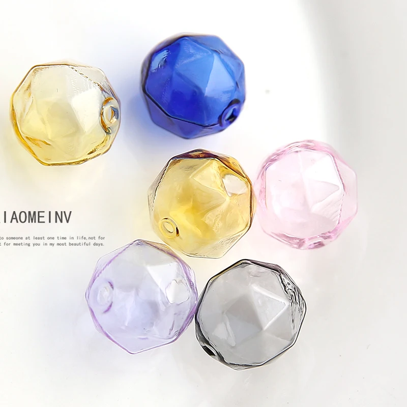 

6 шт цветной прозрачный шарик пузыря стеклянные граненые бусины глазурованные полые перфорированные серьги для женщин материал оптом