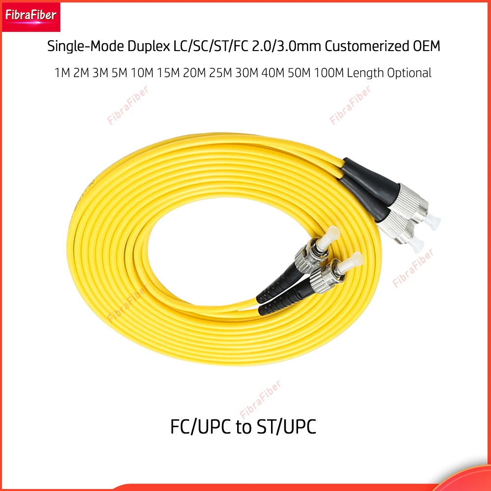 Лучшая цена 1 м ~ 50 дуплексный Соединительный шнур ST-FC UPC FC/UPC to ST/UPC SM Джампер-кабель