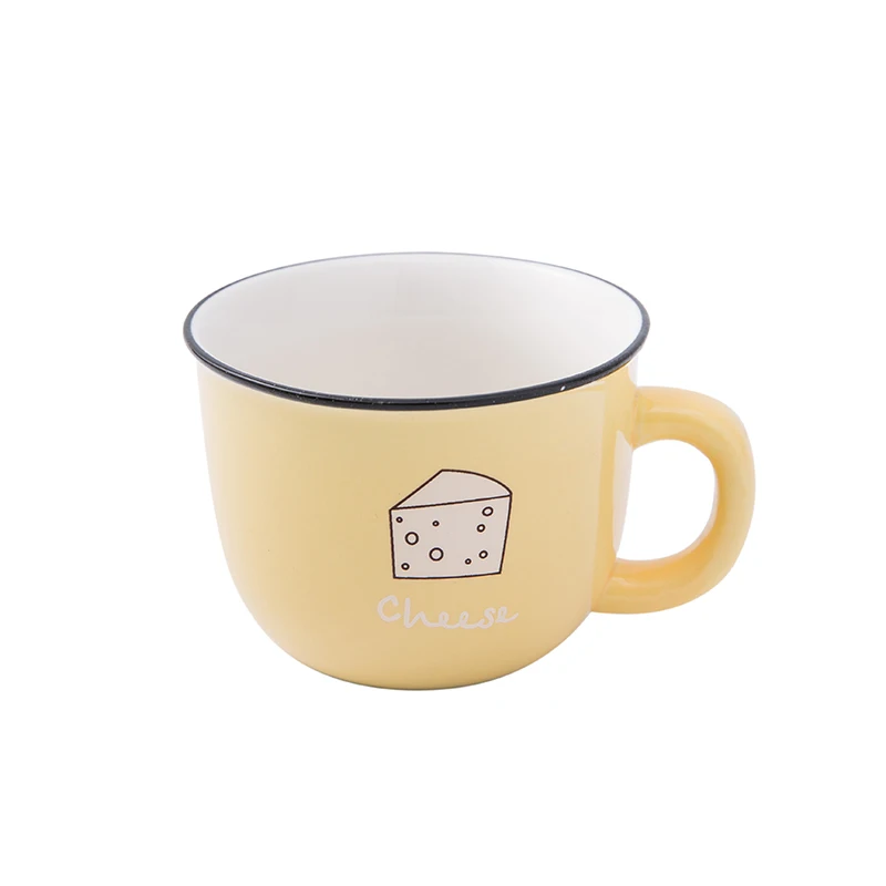 

4 Pcs Set Colorful Life Cartoon Mugs, Tea Milk Ceramic Mugs Set, Japaness Style Daily Cup