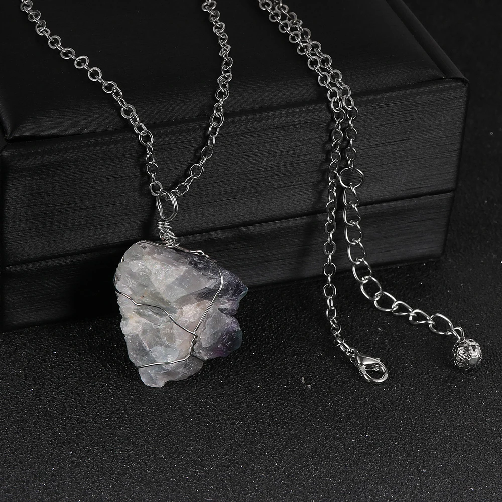 Женская и Мужская 25 45 мм натуральный цветной флюорит ожерелье с кулоном из