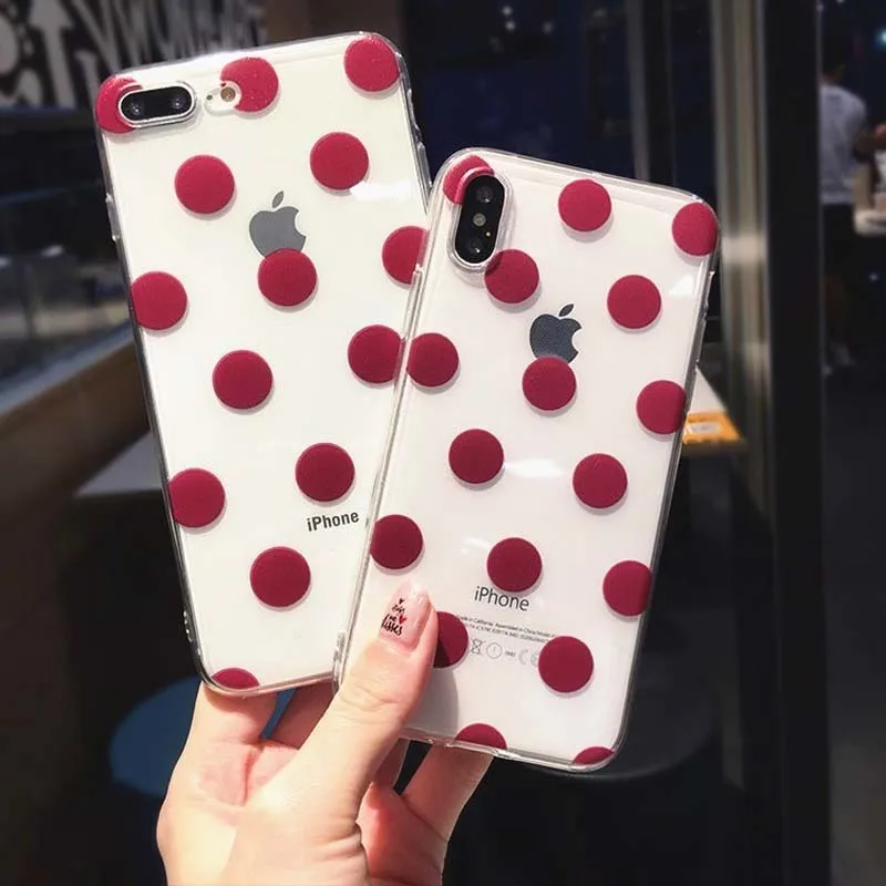 Прозрачный бордовый чехол для телефона s iphone XS Max XR X 8 7 6 6S Plus 5 5S SE в горошек с