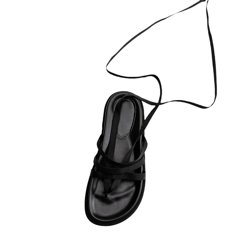 

2021 Sandals Flip Flops Platform Flat Summer Shoes Woman Clear Heels All-Match Suit Female Beige New Fashion Corrective Without