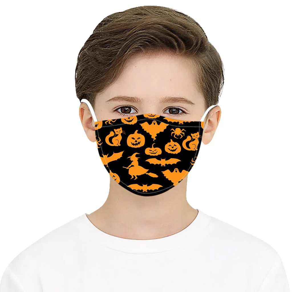 Детские маски для лица с принтом на Хэллоуин ветрозащитные Моющиеся