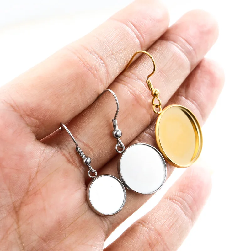 Пустая основа для сережек с кабошоном из нержавеющей стали 10 шт./лот 6 8 12 14 16 18 20 25