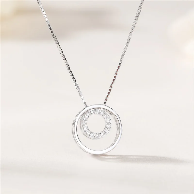 

Sodrov Simple Necklace Geometric Circle 925 Sterling Silver Sterling Silver Necklaces 925 for Women
