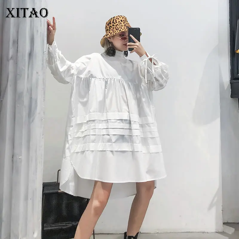 XITAO мини платье большого размера для женщин нерегулярное модное плиссированное