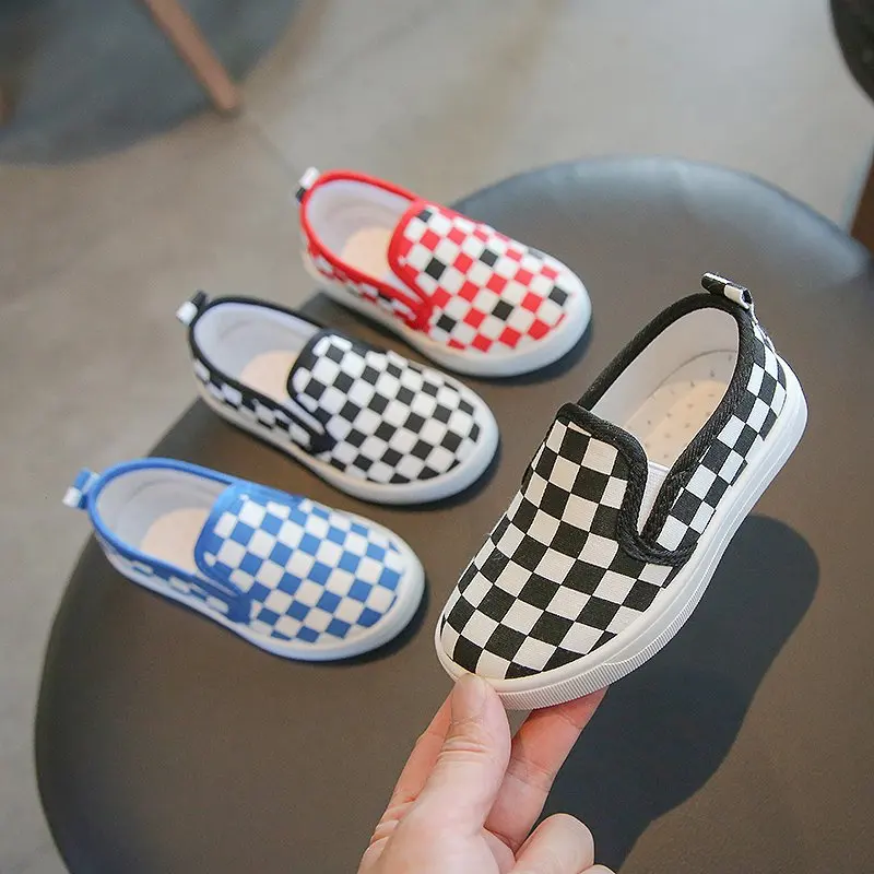 

Spring Children Canvas Shoes Boys Casual Shoes Baby Girl Autumn New Checkerboard Shoes Toddler Overshoes Kids Board Shoes 4 5 6y