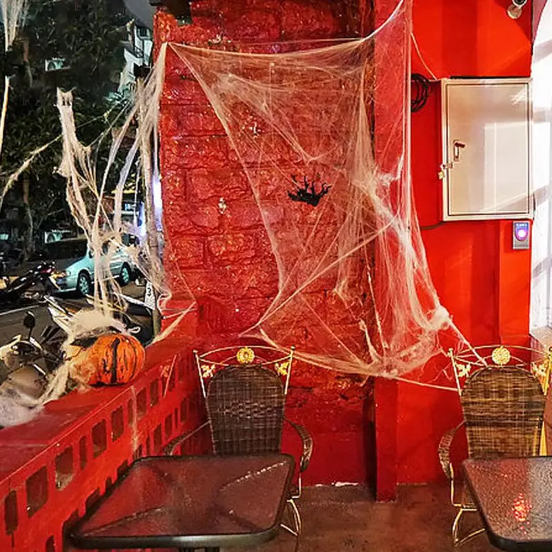 

Halloween Themed Prank Decoration Luminous Spider Web Haunted House Horrifying Scene Layout Decor Props Spider Silk