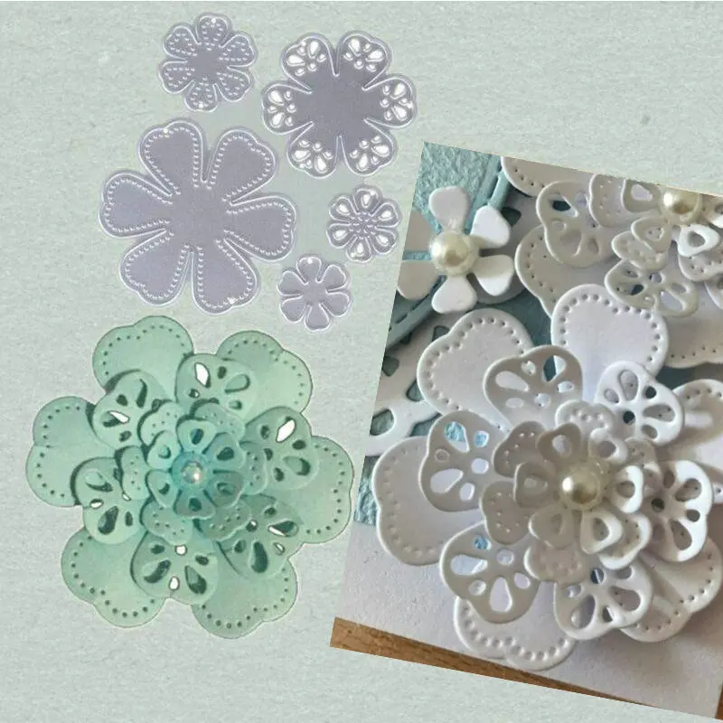 Рождественские 3D Цветочные металлические Вырубные штампы рельефная карта с